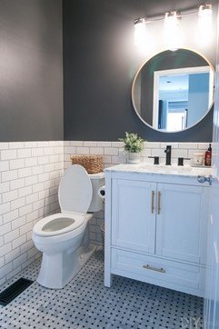 The finished guest bathroom after renovation.
